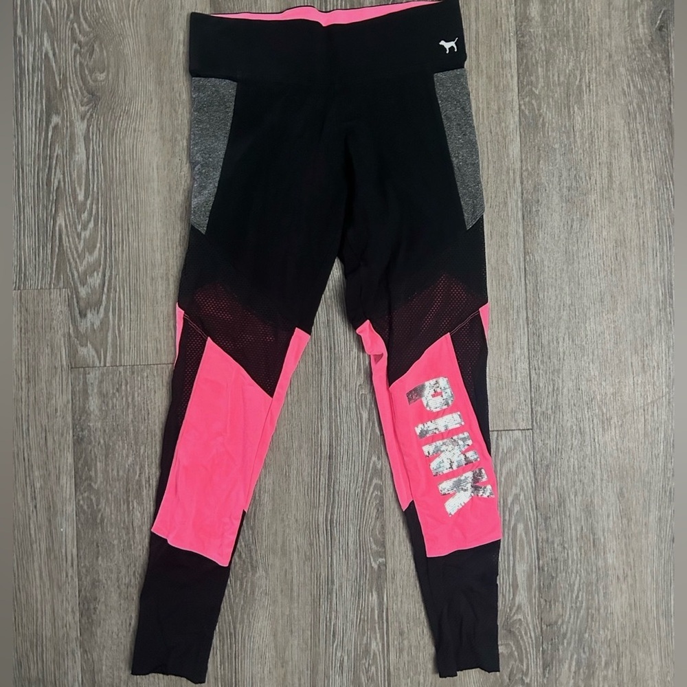 PINK Victoria's Secret Black and Pink Leggings